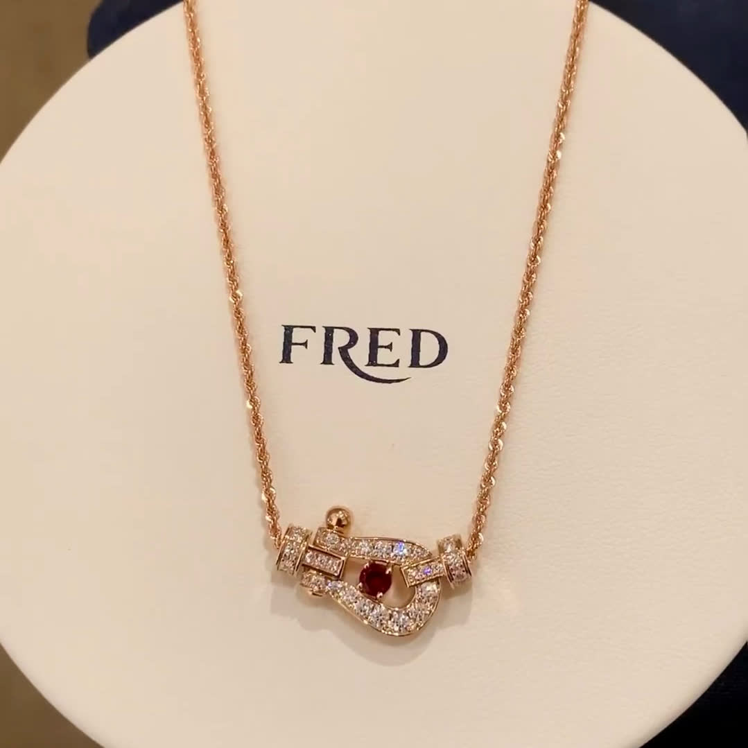 Fred Gold Plated Diamond and Ruby Necklace