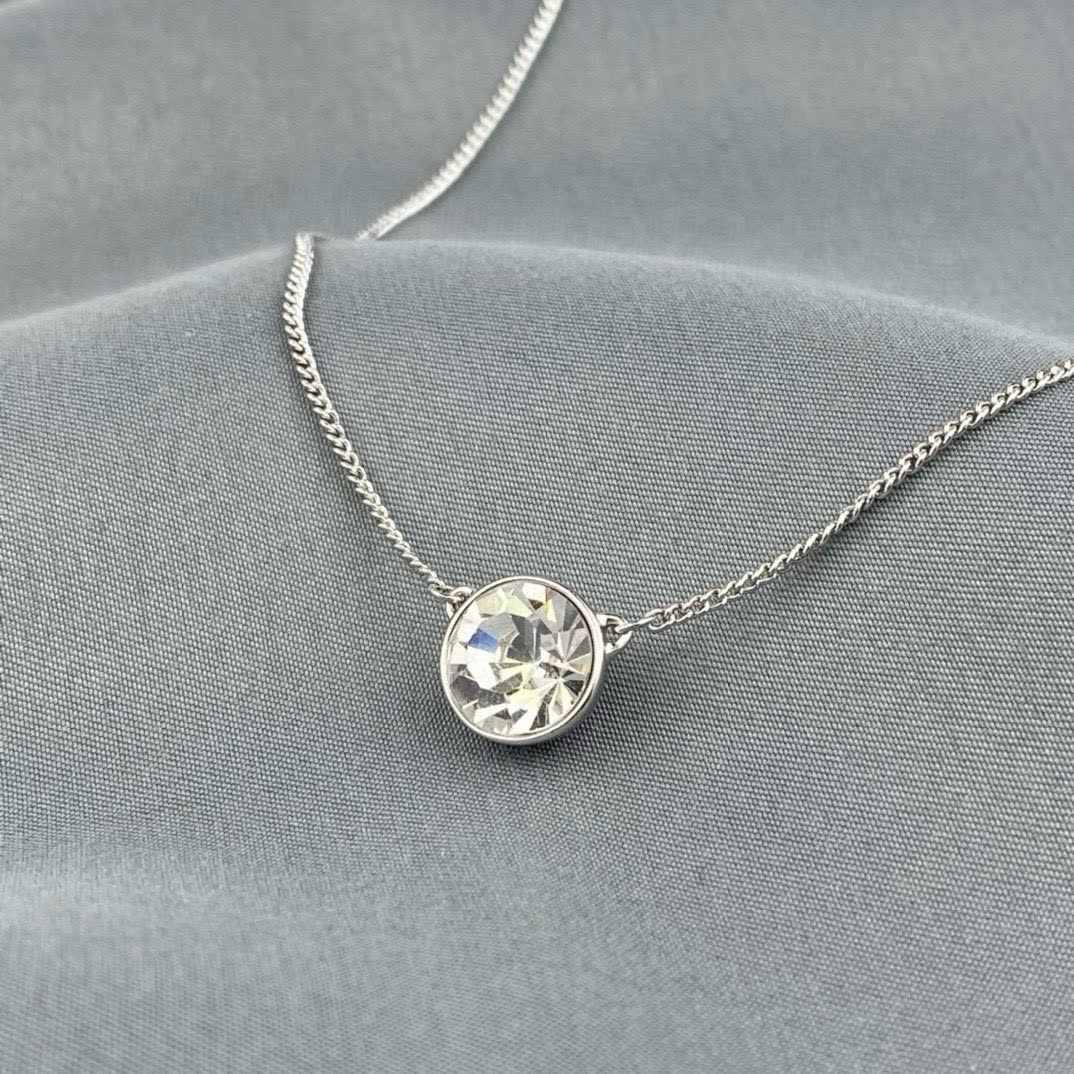 Givenchy Elegant Silver Round Gemstone Necklace