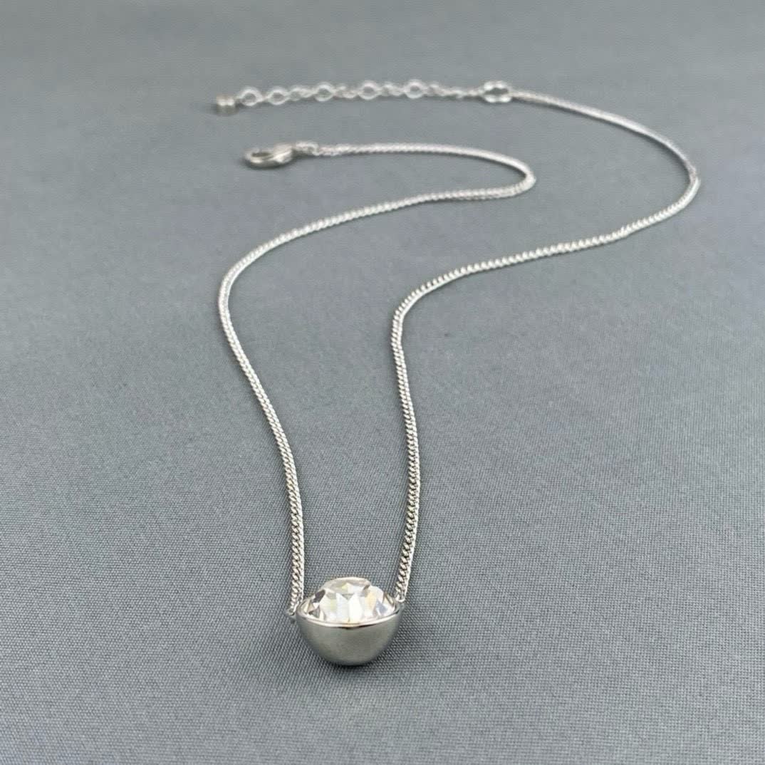 Givenchy Elegant Silver Round Gemstone Necklace