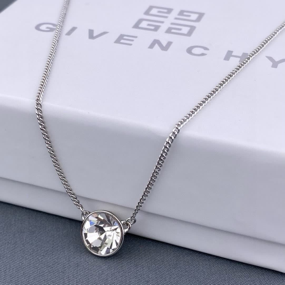 Givenchy Elegant Silver Round Gemstone Necklace