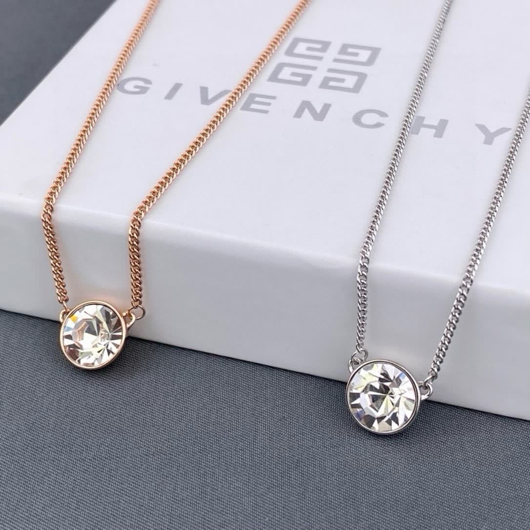 Givenchy Elegant Silver Round Gemstone Necklace