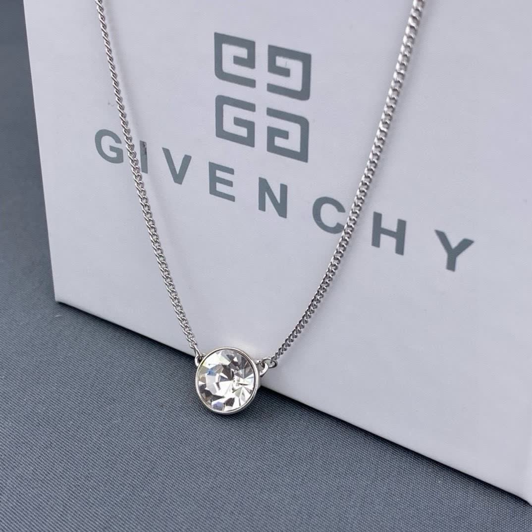 Givenchy Elegant Silver Round Gemstone Necklace