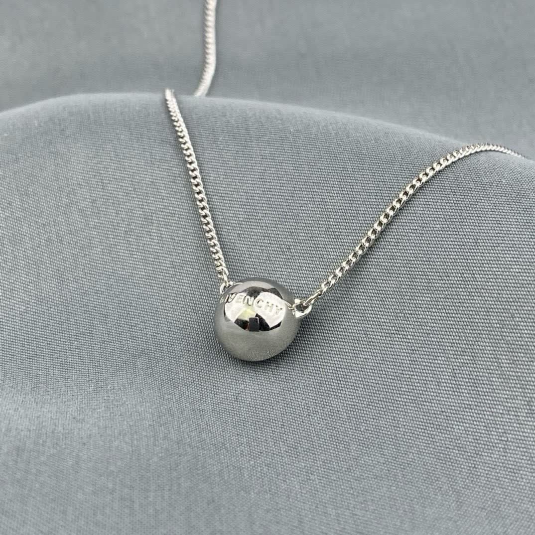 Givenchy Elegant Silver Round Gemstone Necklace