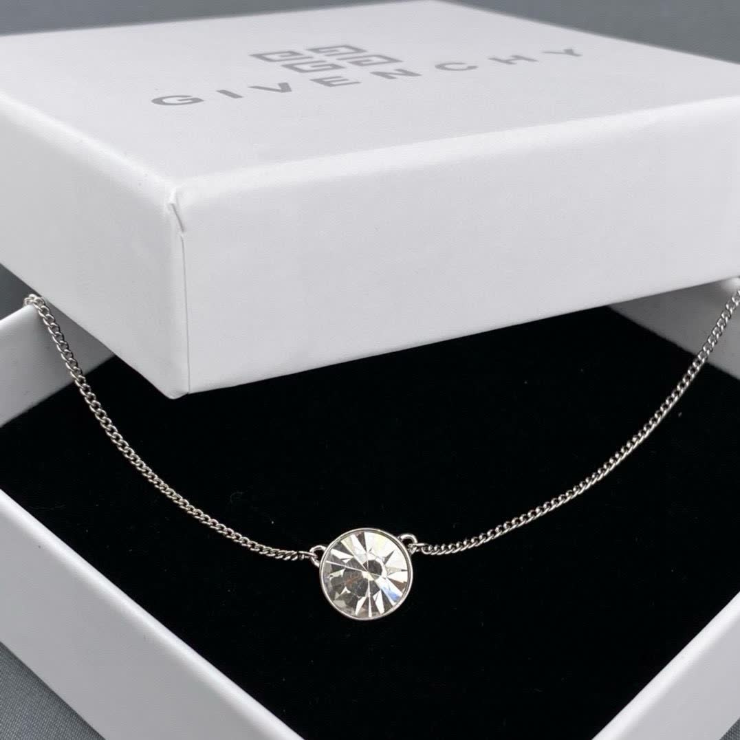 Givenchy Elegant Silver Round Gemstone Necklace