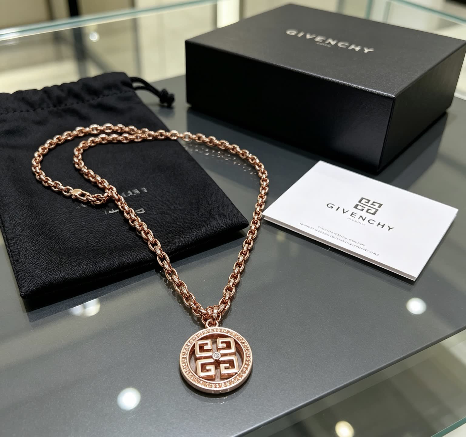 Givenchy Round Logo Pendant Necklace