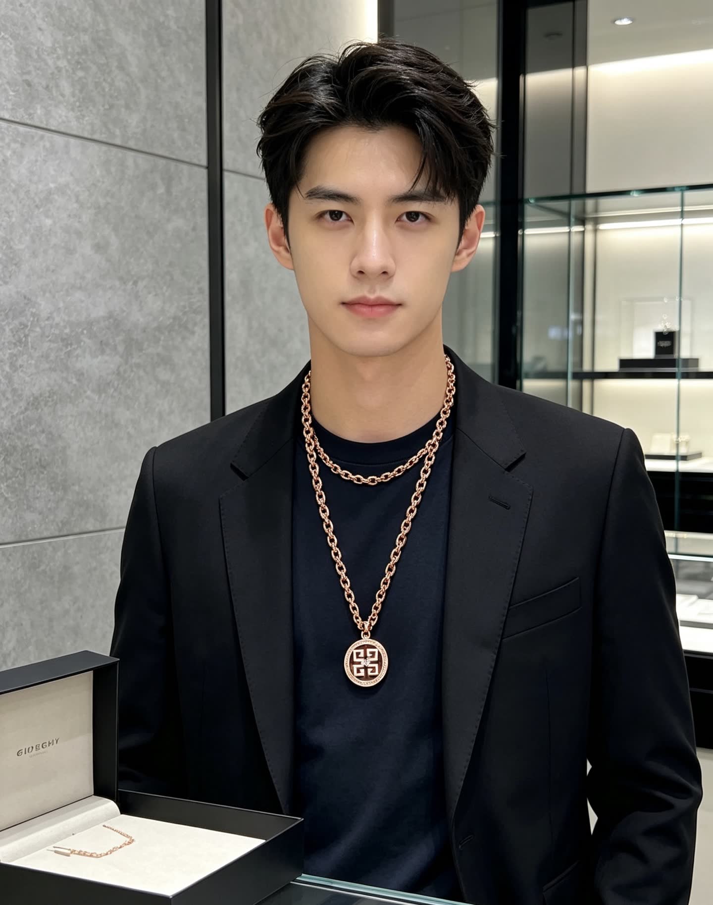 Givenchy Round Logo Pendant Necklace
