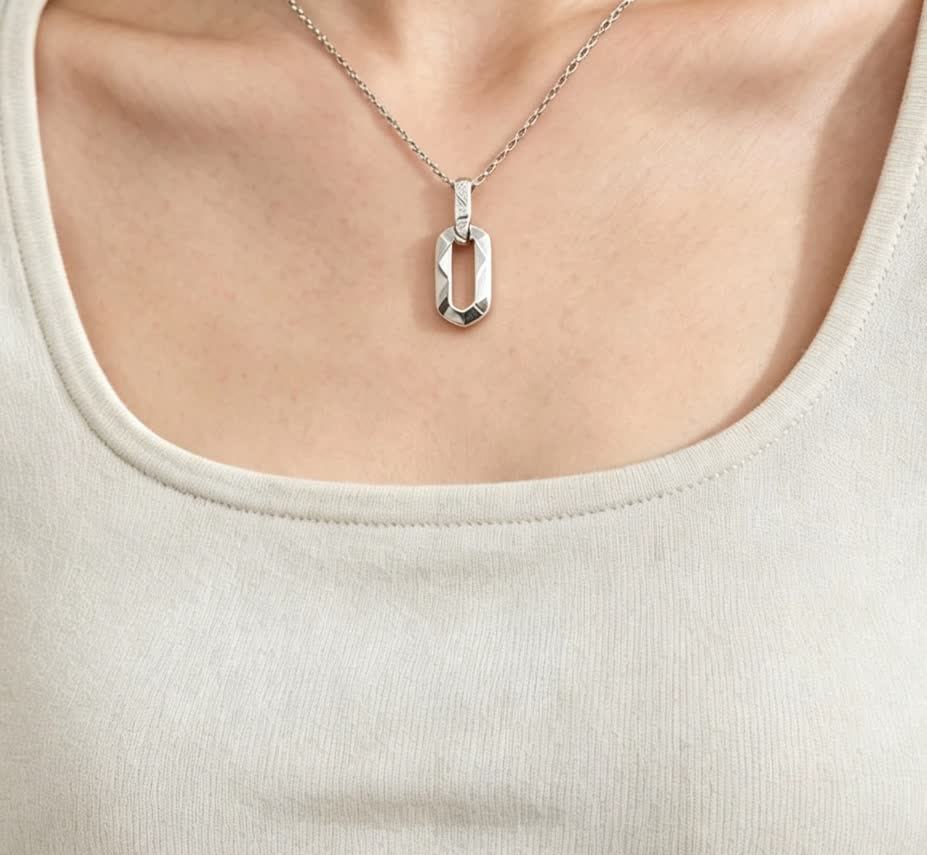 Graff Silver Geometric Pendant Necklace