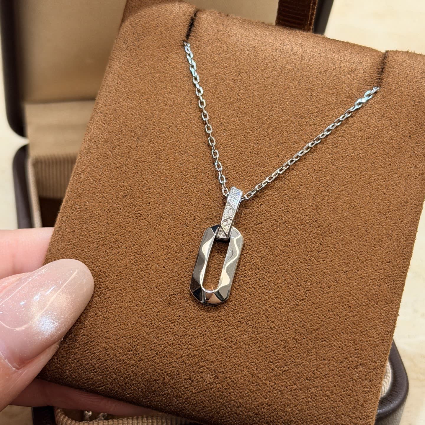 Graff Silver Geometric Pendant Necklace