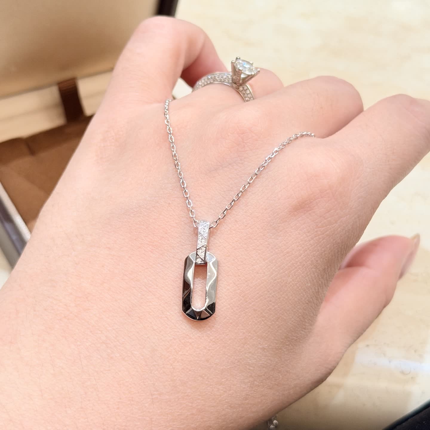 Graff Silver Geometric Pendant Necklace