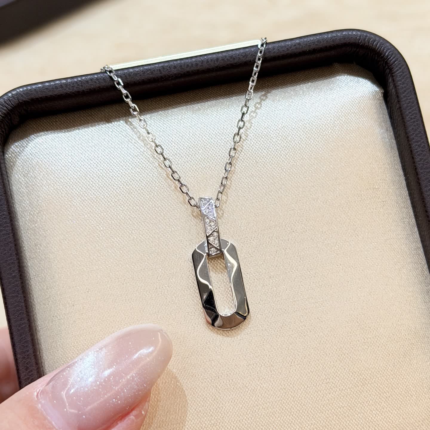 Graff Silver Geometric Pendant Necklace