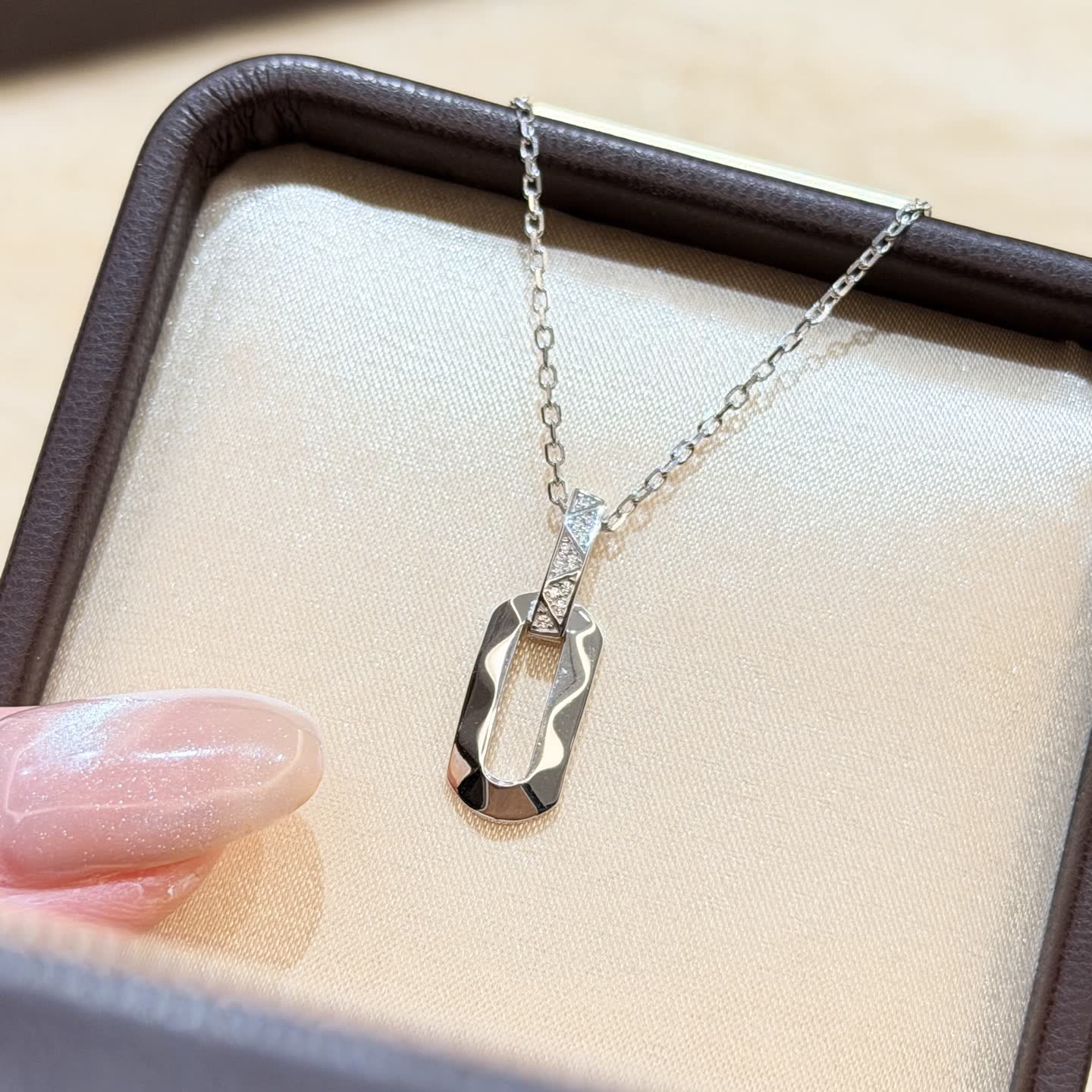 Graff Silver Geometric Pendant Necklace