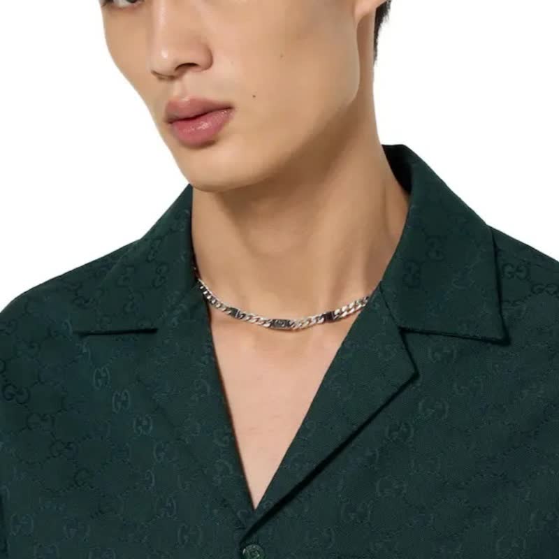 Gucci Silver Chain Necklace with Interlocking G