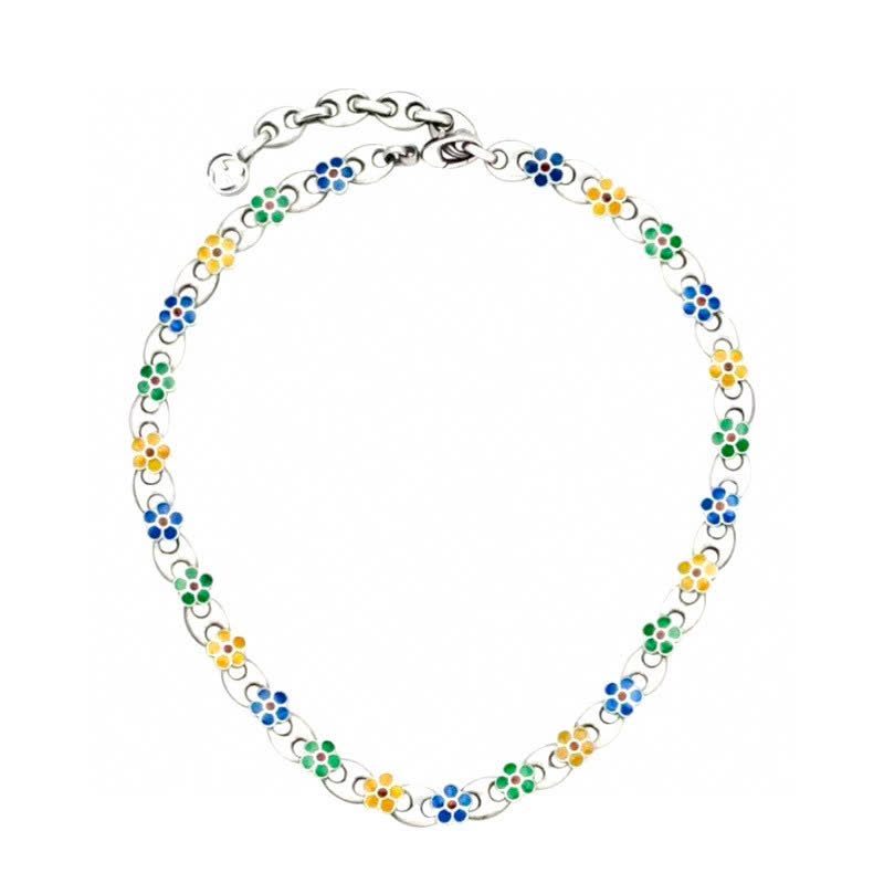 Gucci Multicolored Flower Enamel Necklace
