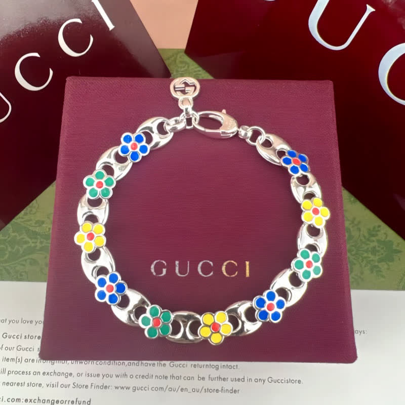 Gucci Multicolored Flower Enamel Necklace