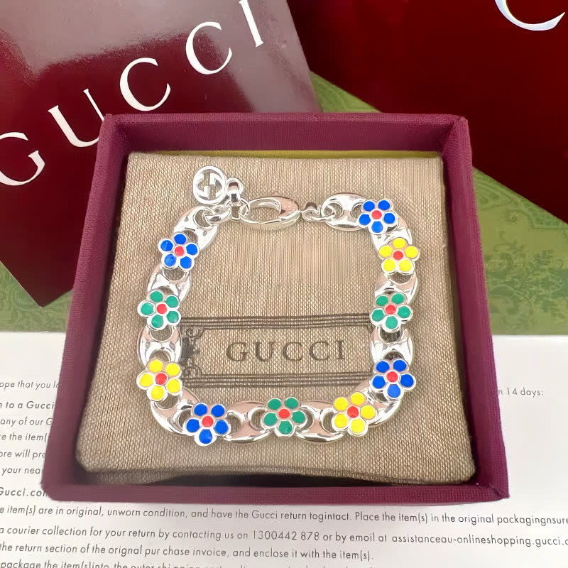 Gucci Multicolored Flower Enamel Necklace