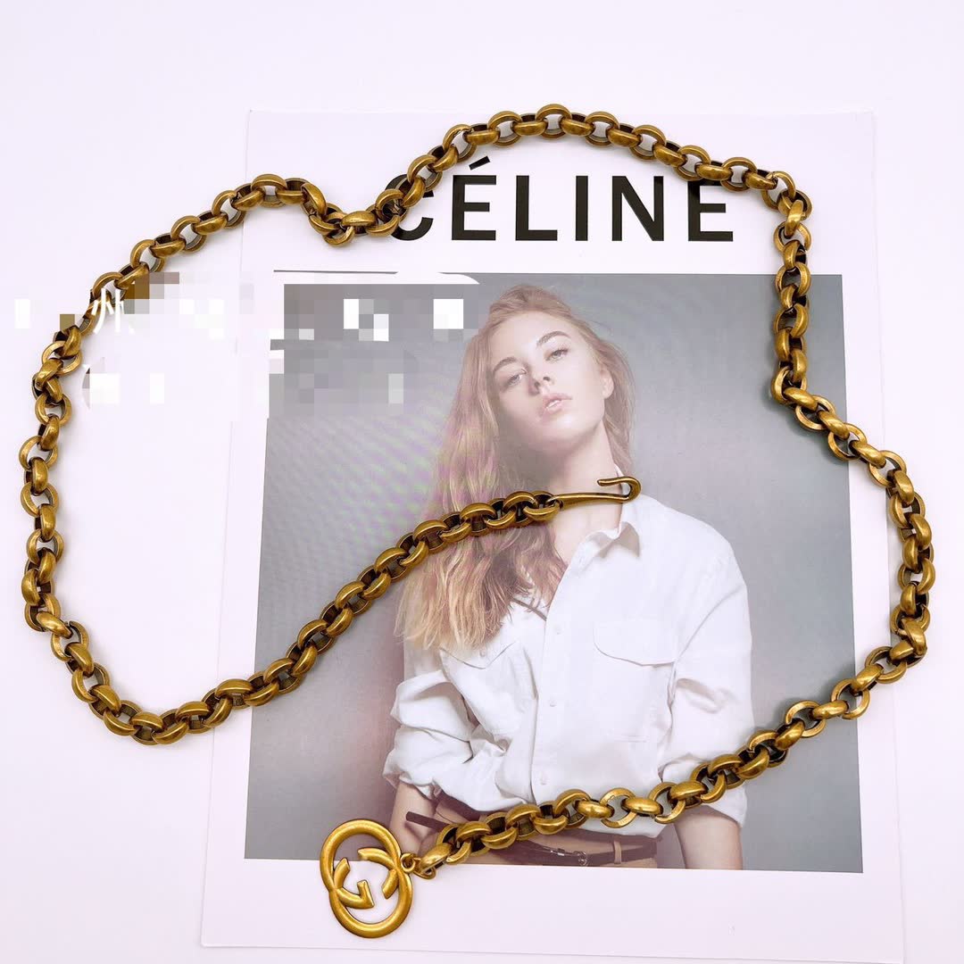 Gucci Gold Tone Chain Necklace