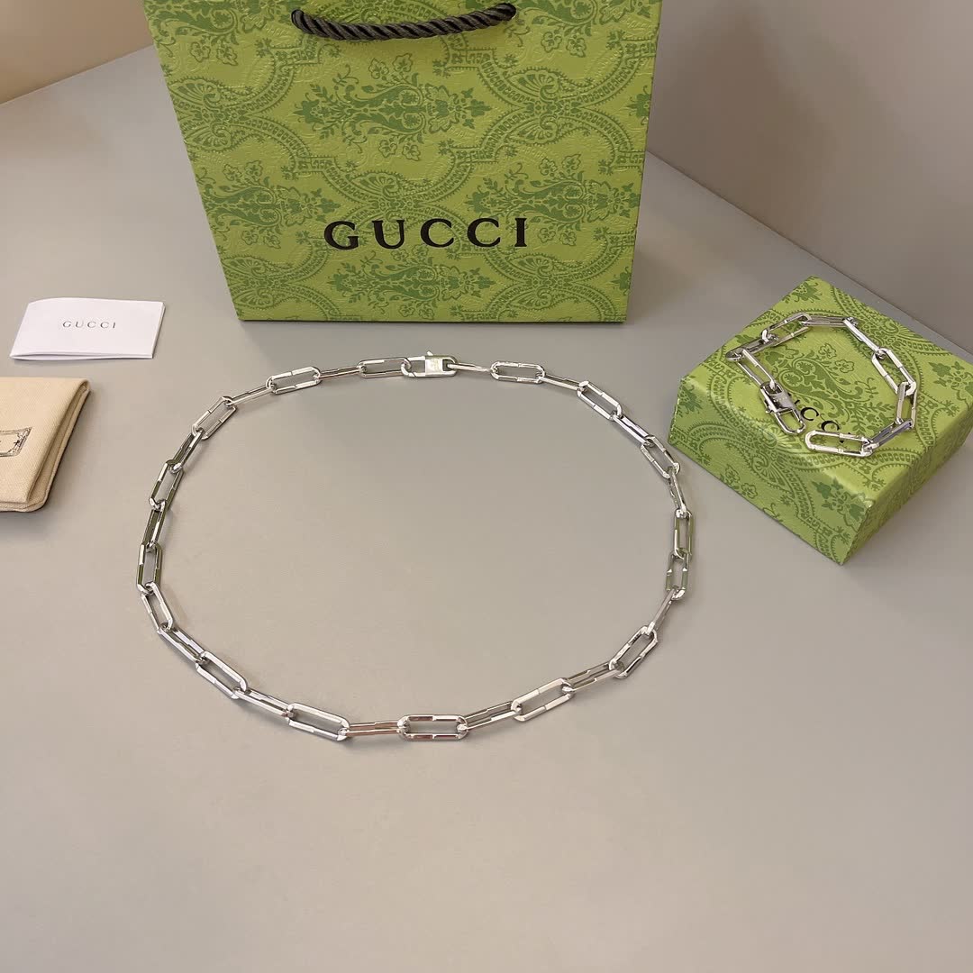 Gucci Silver Paperclip Chain Necklace