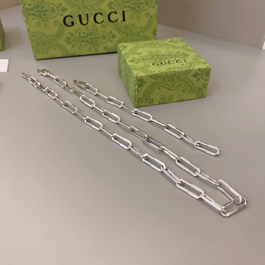Gucci Silver Paperclip Chain Necklace