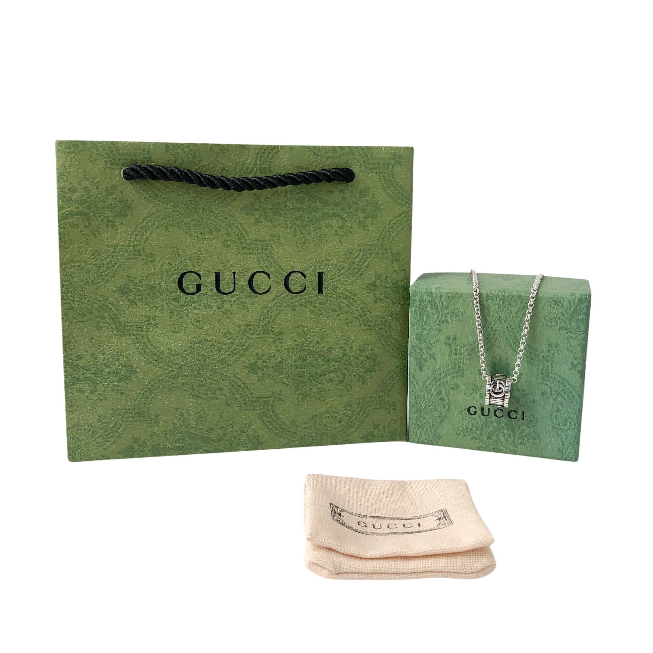 Gucci Silver 'G' Logo Pendant Necklace