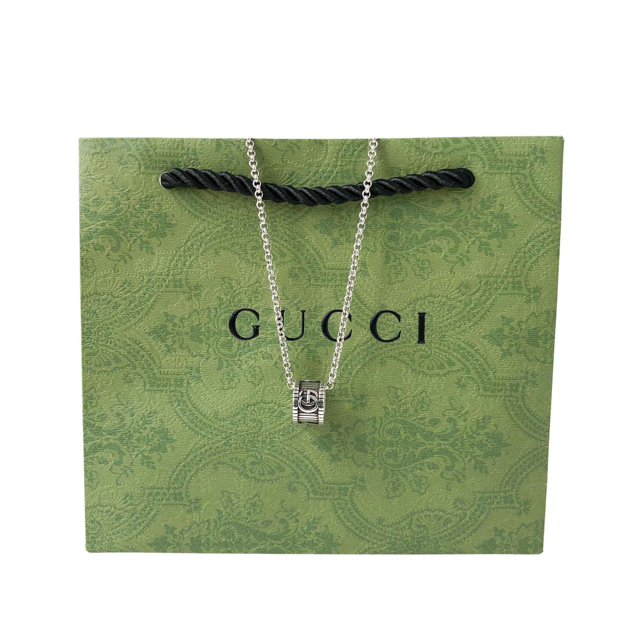 Gucci Silver 'G' Logo Pendant Necklace