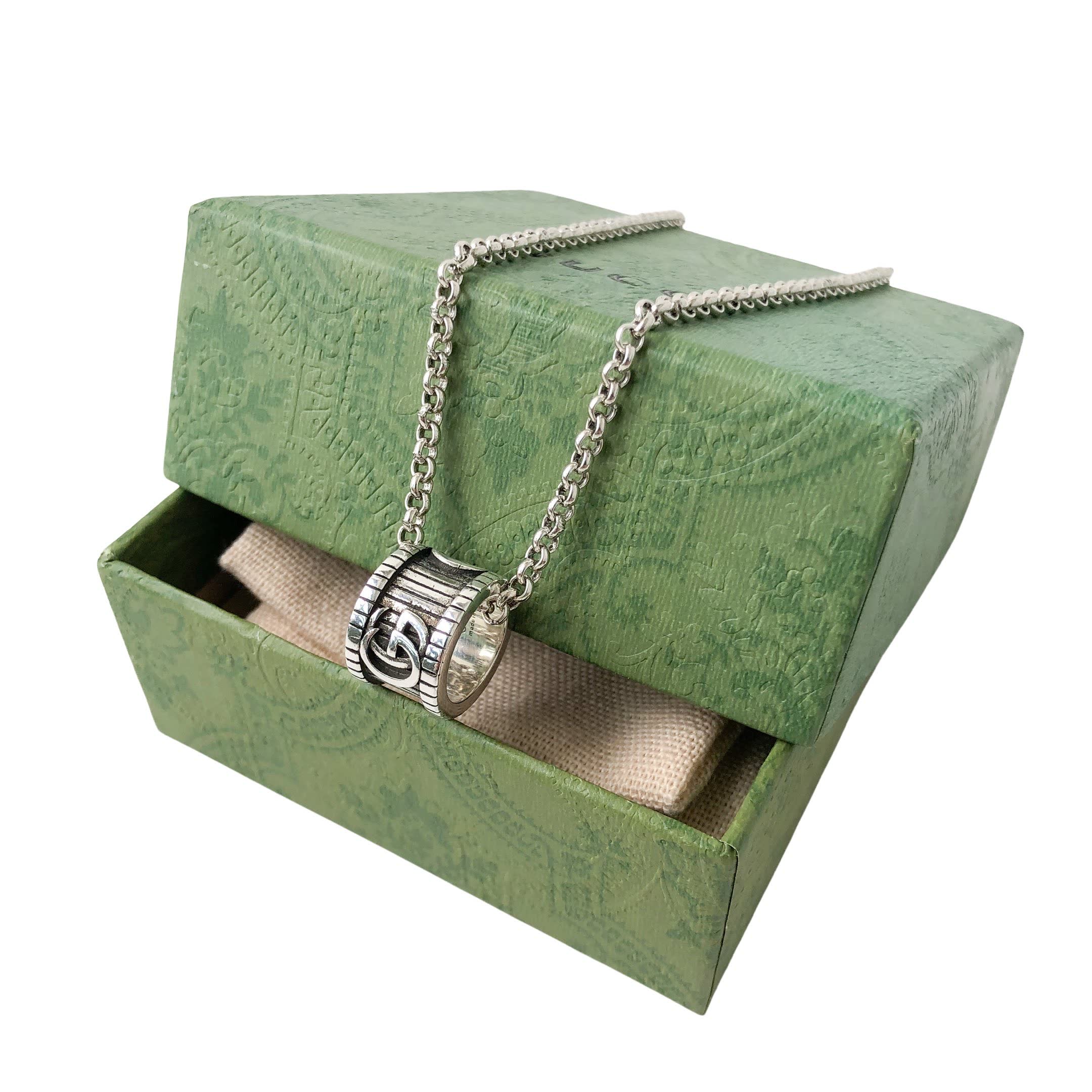 Gucci Silver 'G' Logo Pendant Necklace