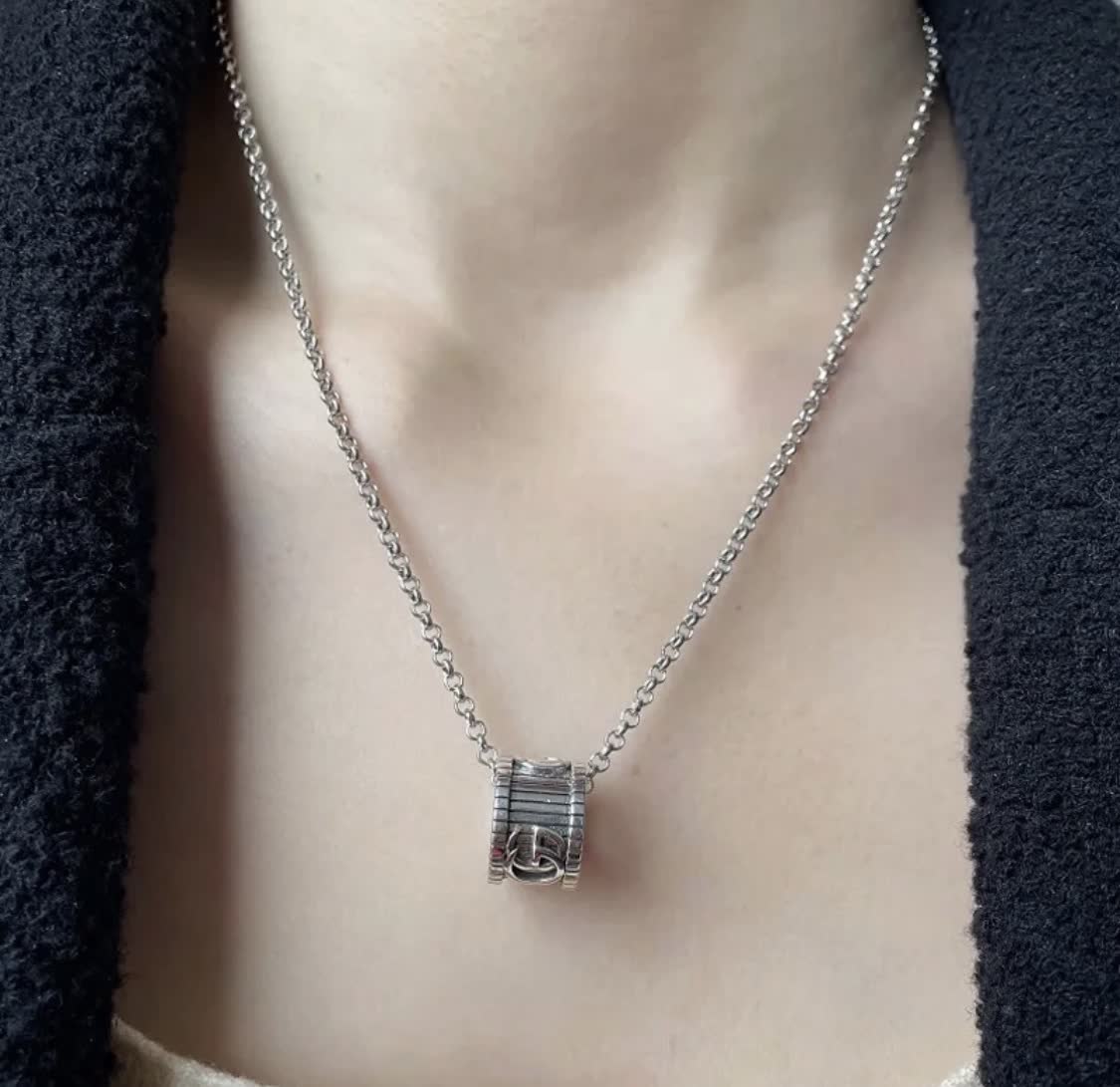 Gucci Silver 'G' Logo Pendant Necklace