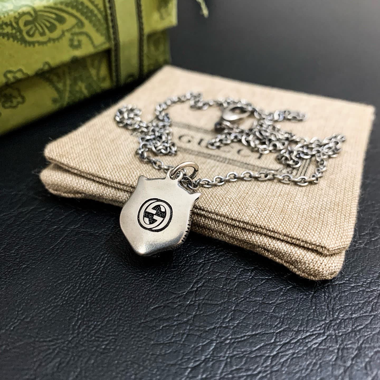 Gucci Silver Tiger Head Pendant Necklace