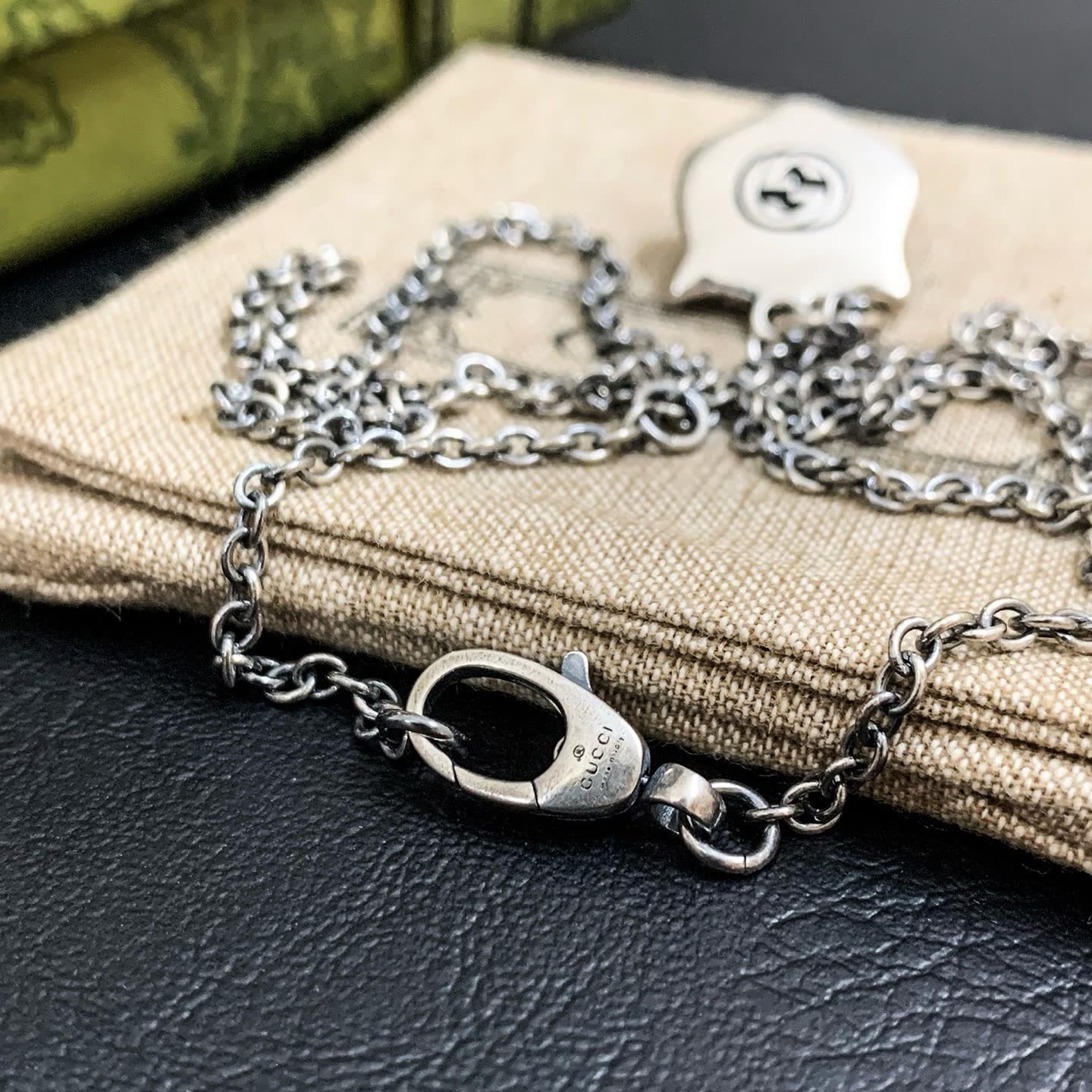 Gucci Silver Tiger Head Pendant Necklace