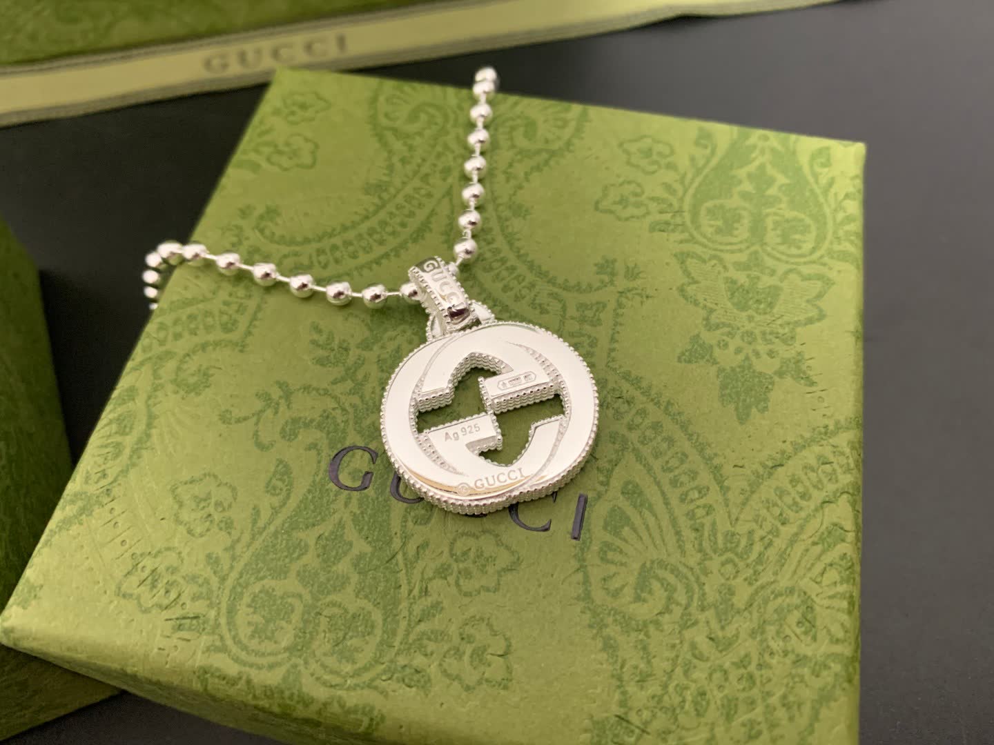Gucci Interlocking G Silver Pendant Necklace