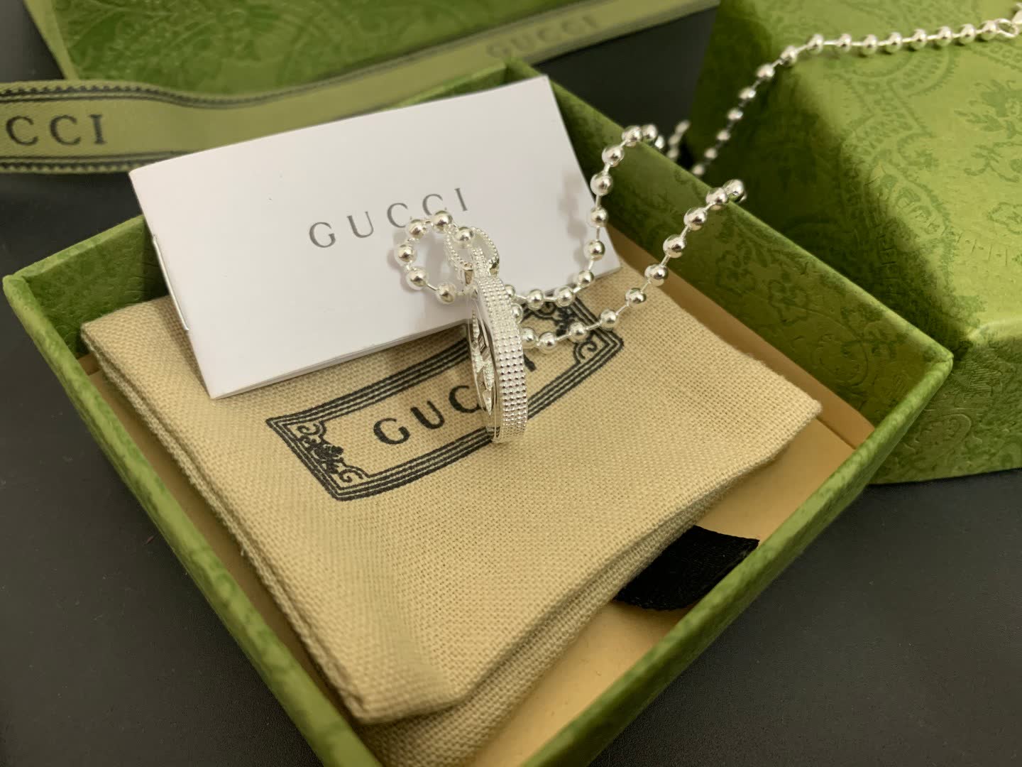 Gucci Interlocking G Silver Pendant Necklace