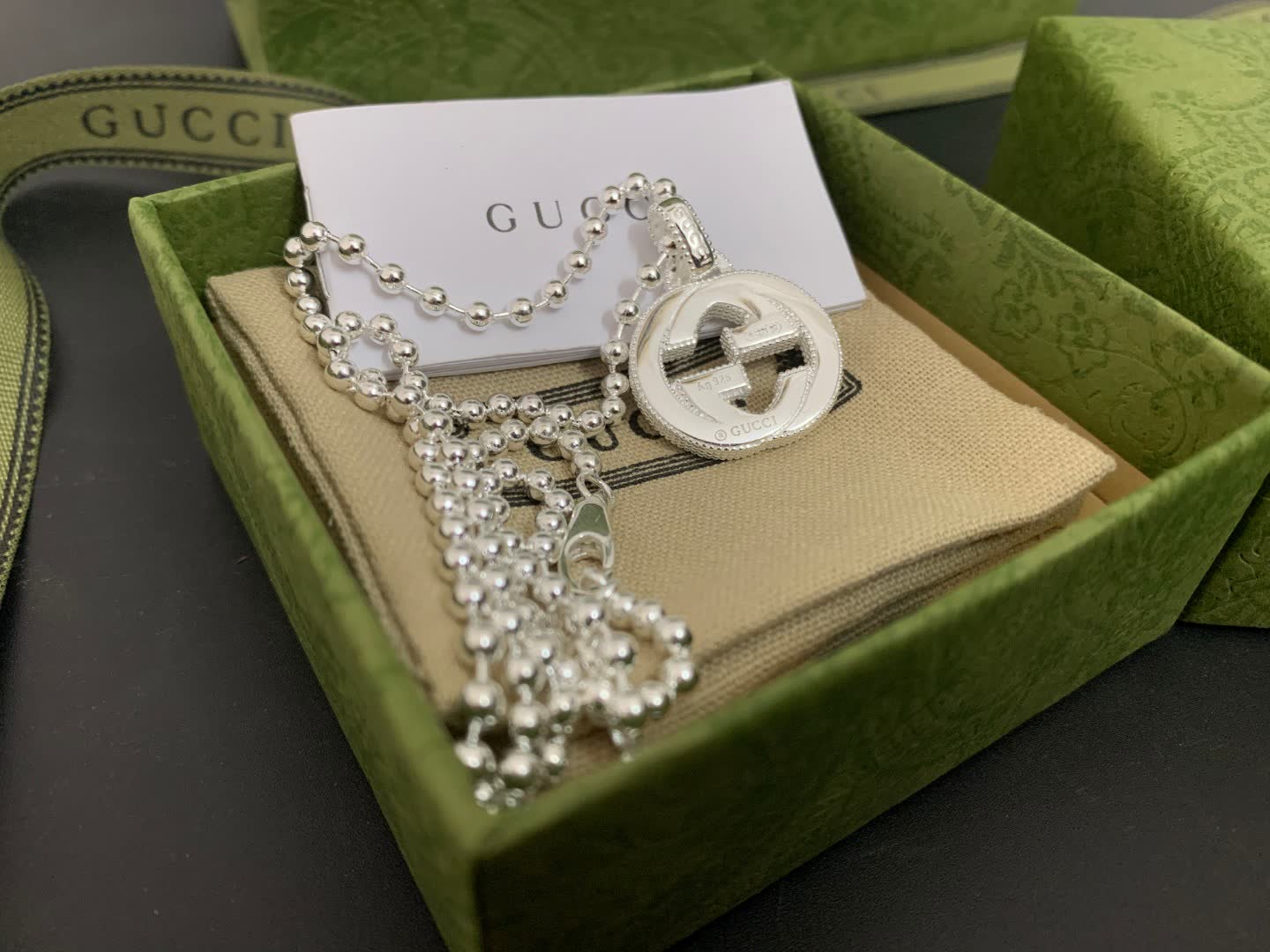 Gucci Interlocking G Silver Pendant Necklace