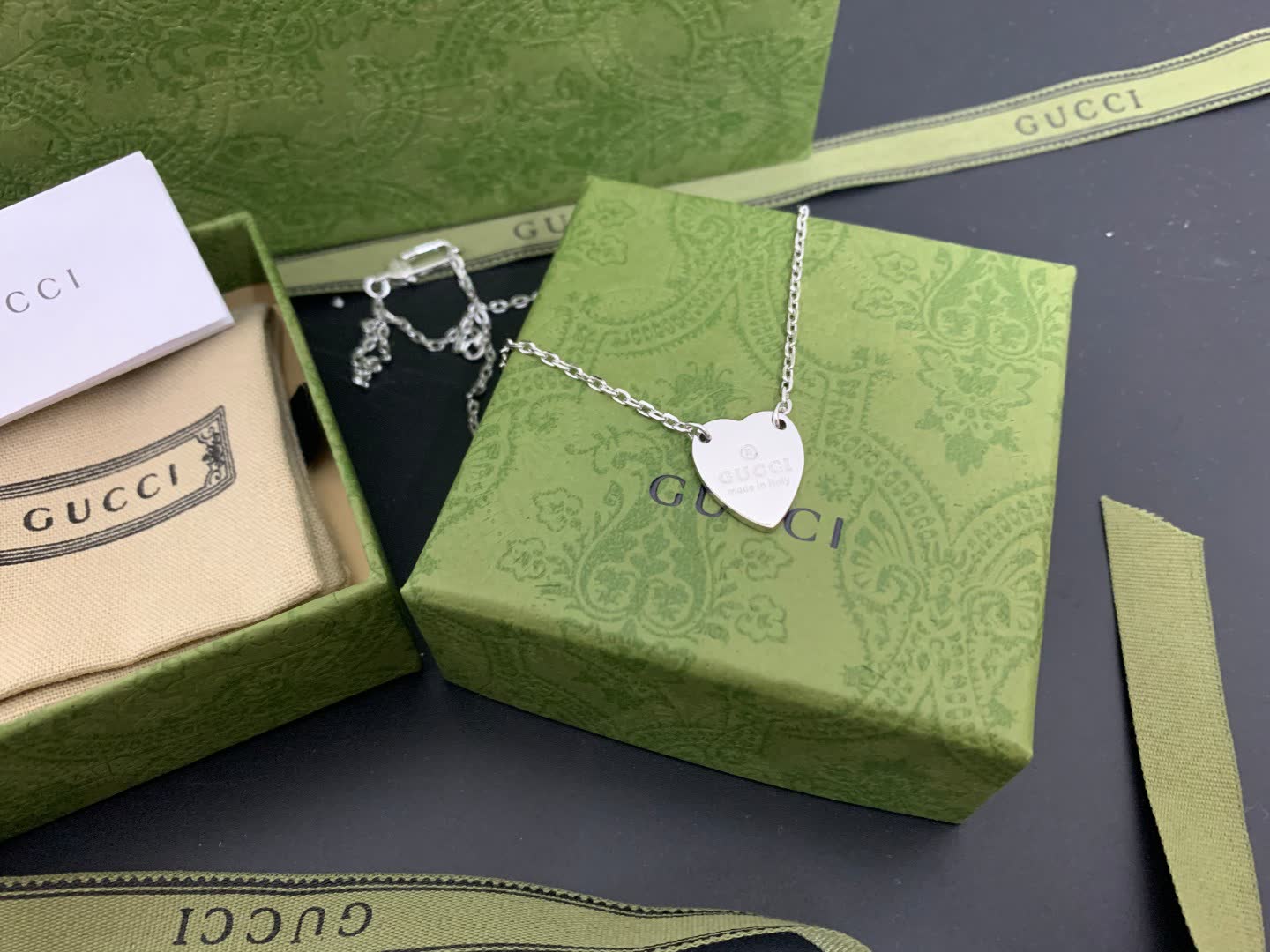 Gucci Silver Heart Pendant Necklace