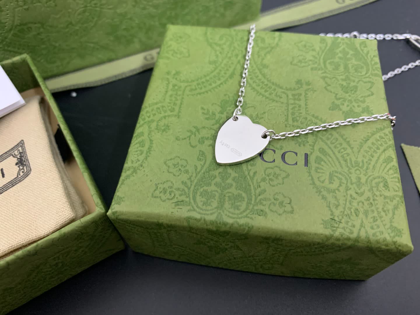 Gucci Silver Heart Pendant Necklace