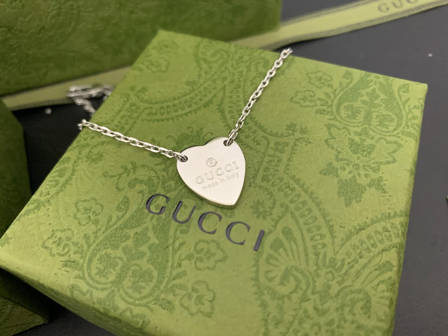 Gucci Silver Heart Pendant Necklace