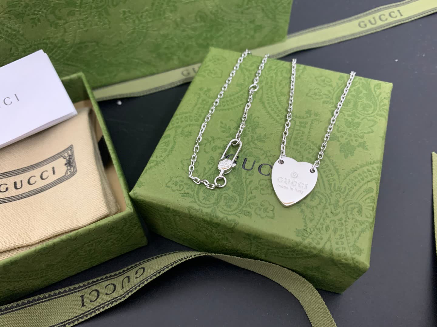 Gucci Silver Heart Pendant Necklace