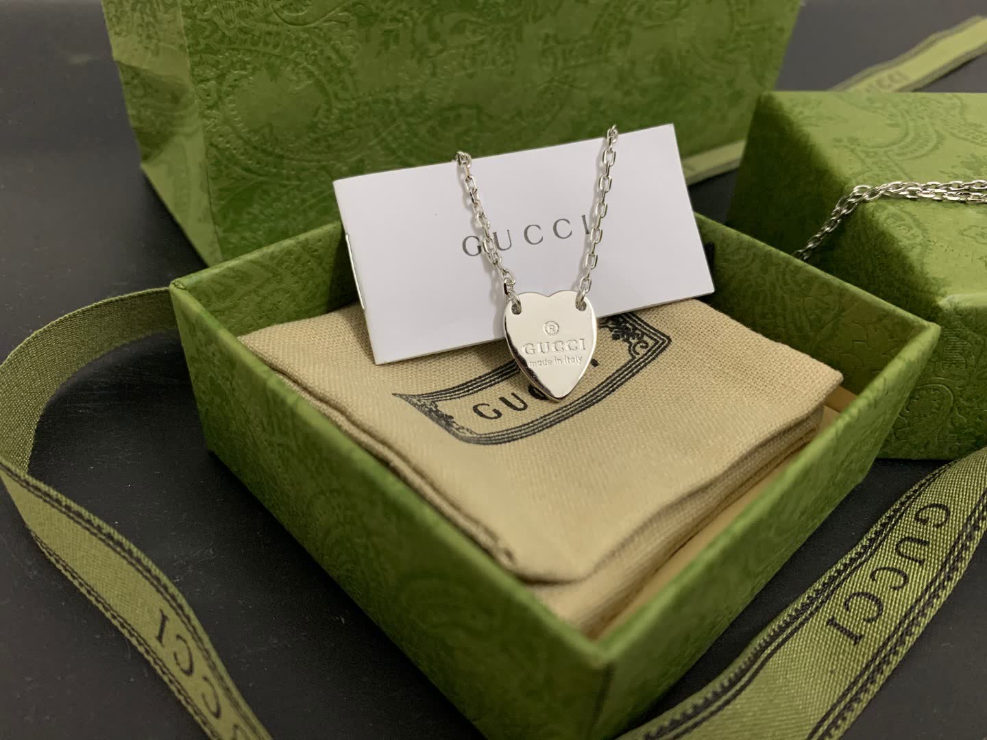 Gucci Silver Heart Pendant Necklace