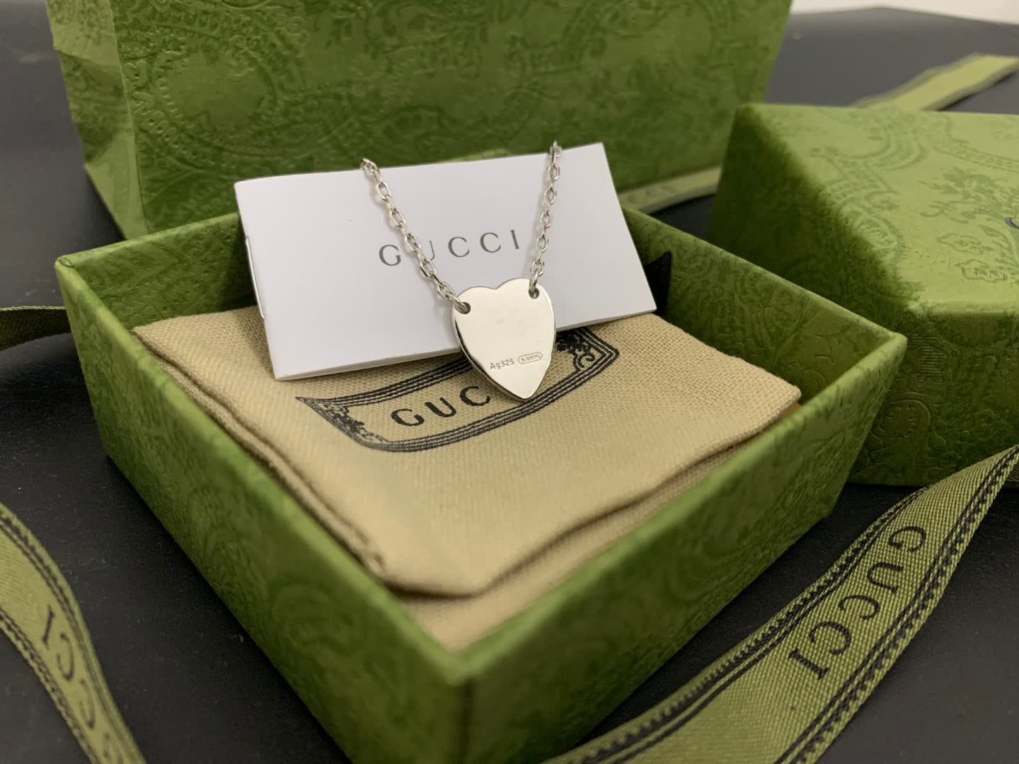 Gucci Silver Heart Pendant Necklace