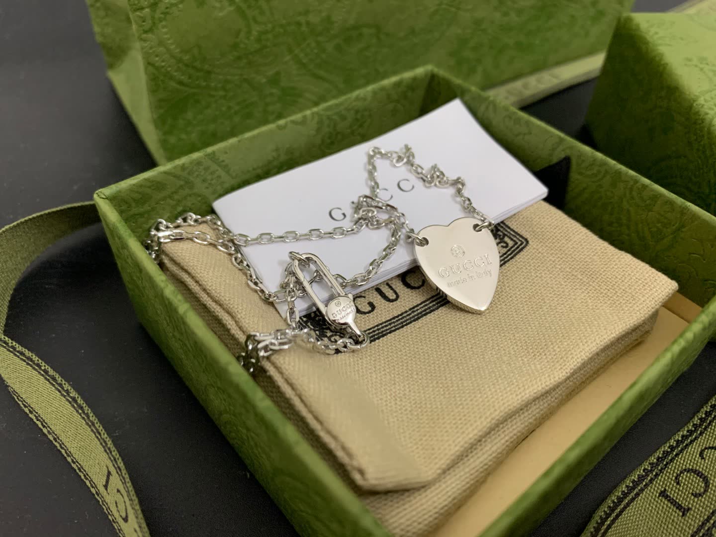 Gucci Silver Heart Pendant Necklace