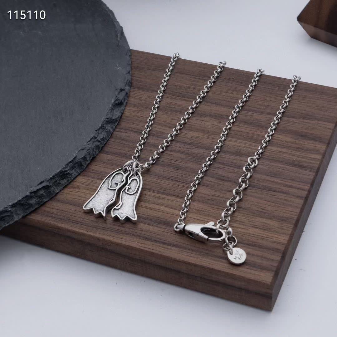 Gucci Silver Double G Pendant Necklace