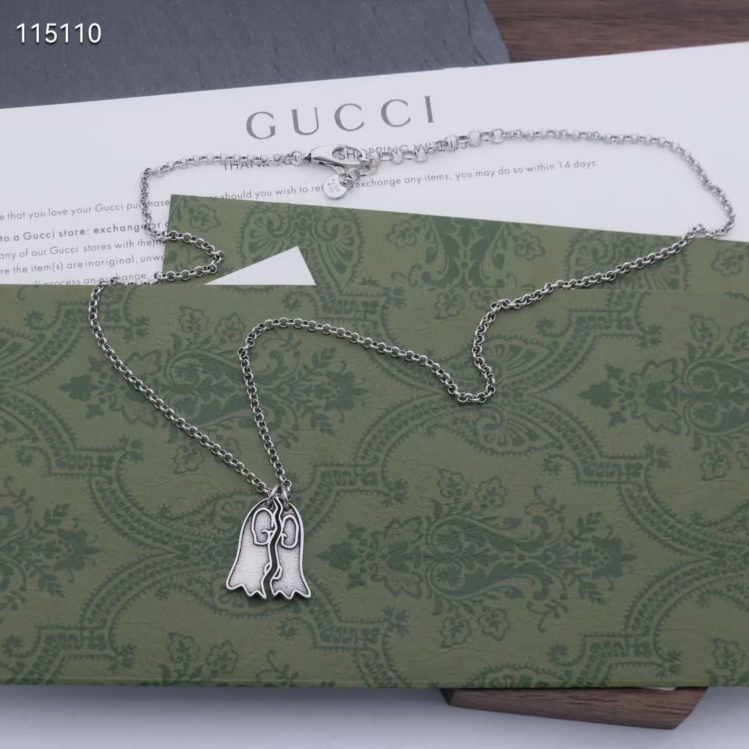 Gucci Silver Double G Pendant Necklace
