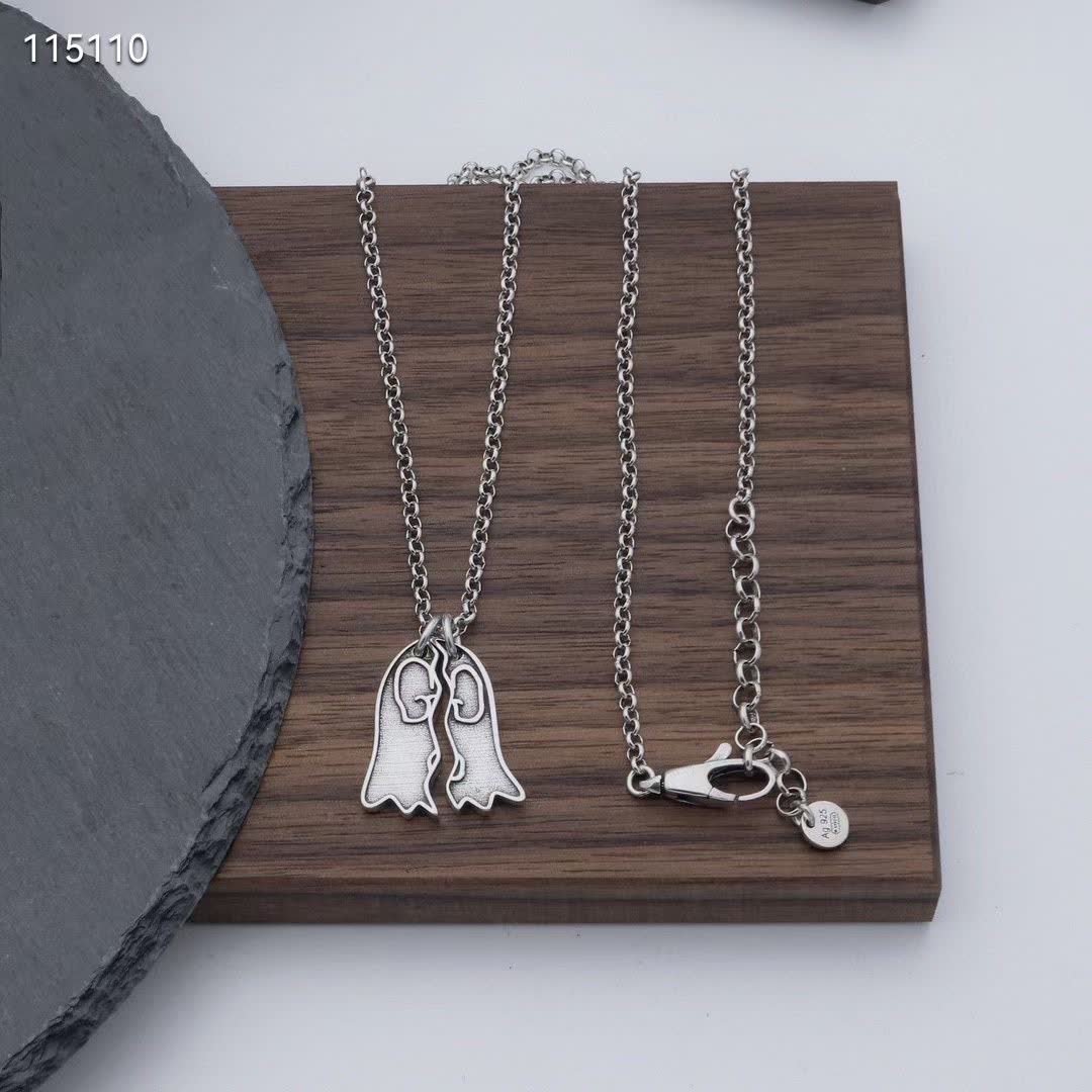 Gucci Silver Double G Pendant Necklace
