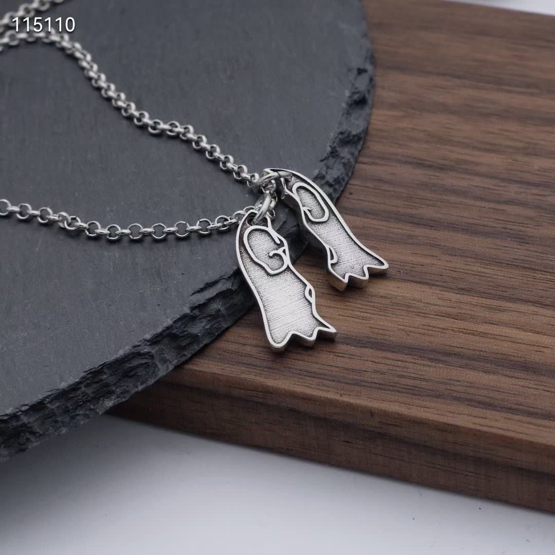 Gucci Silver Double G Pendant Necklace