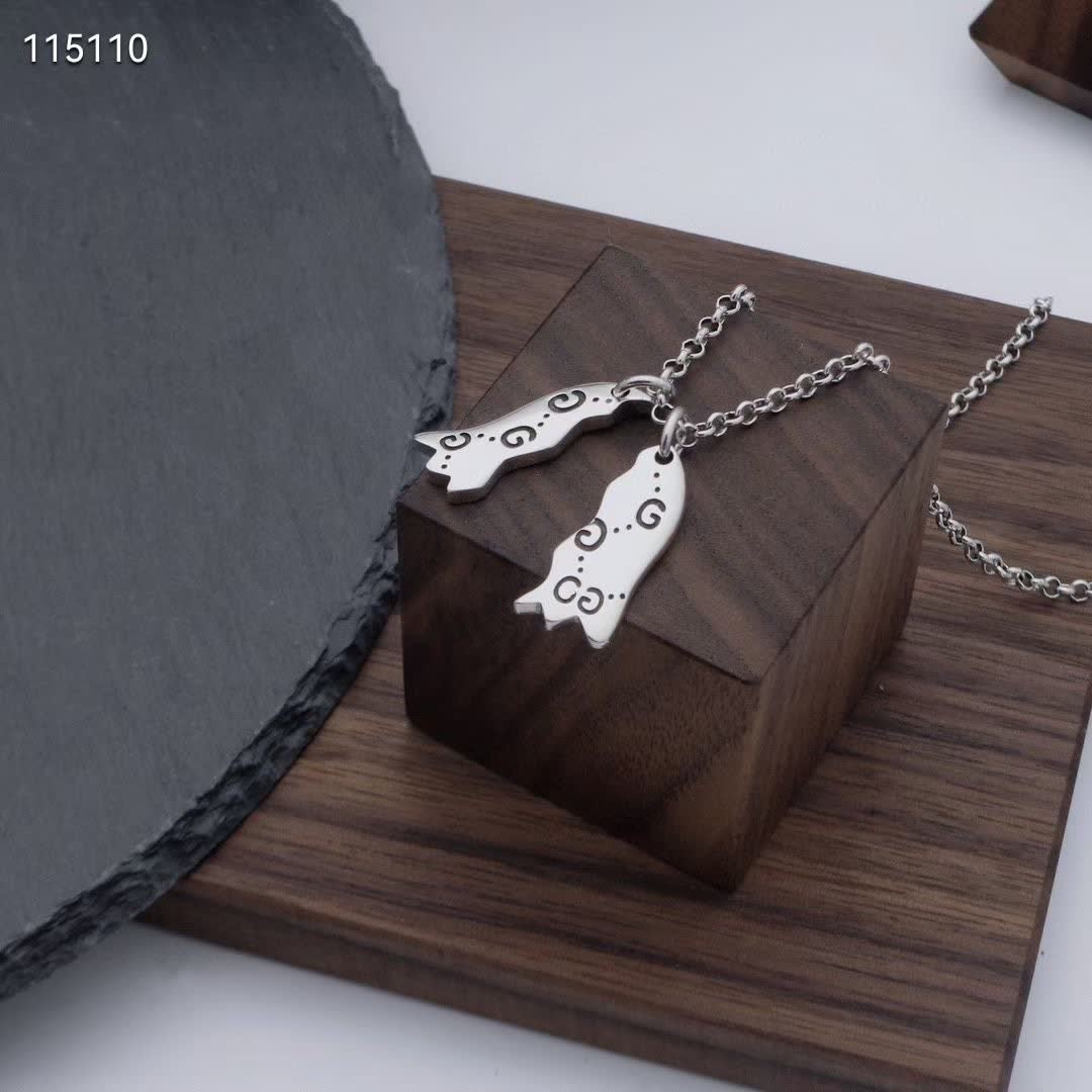 Gucci Silver Double G Pendant Necklace