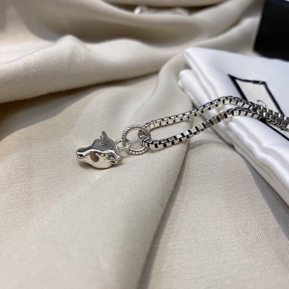 Gucci Silver Bull Head Pendant Necklace