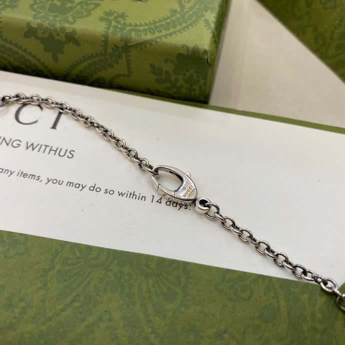 Gucci Silver Tiger Head Pendant Necklace