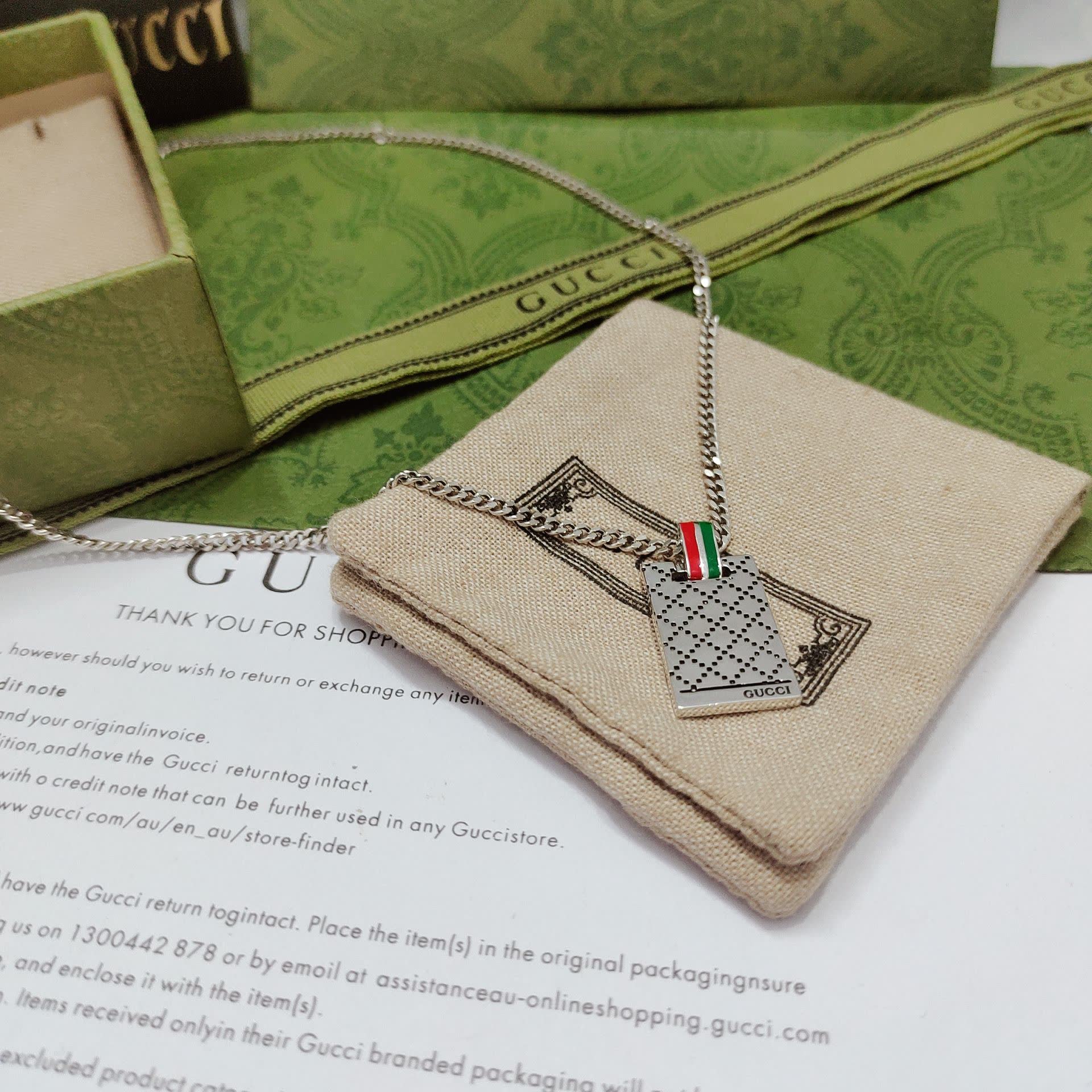 Gucci Silver Chain with Interlocking G Pendant