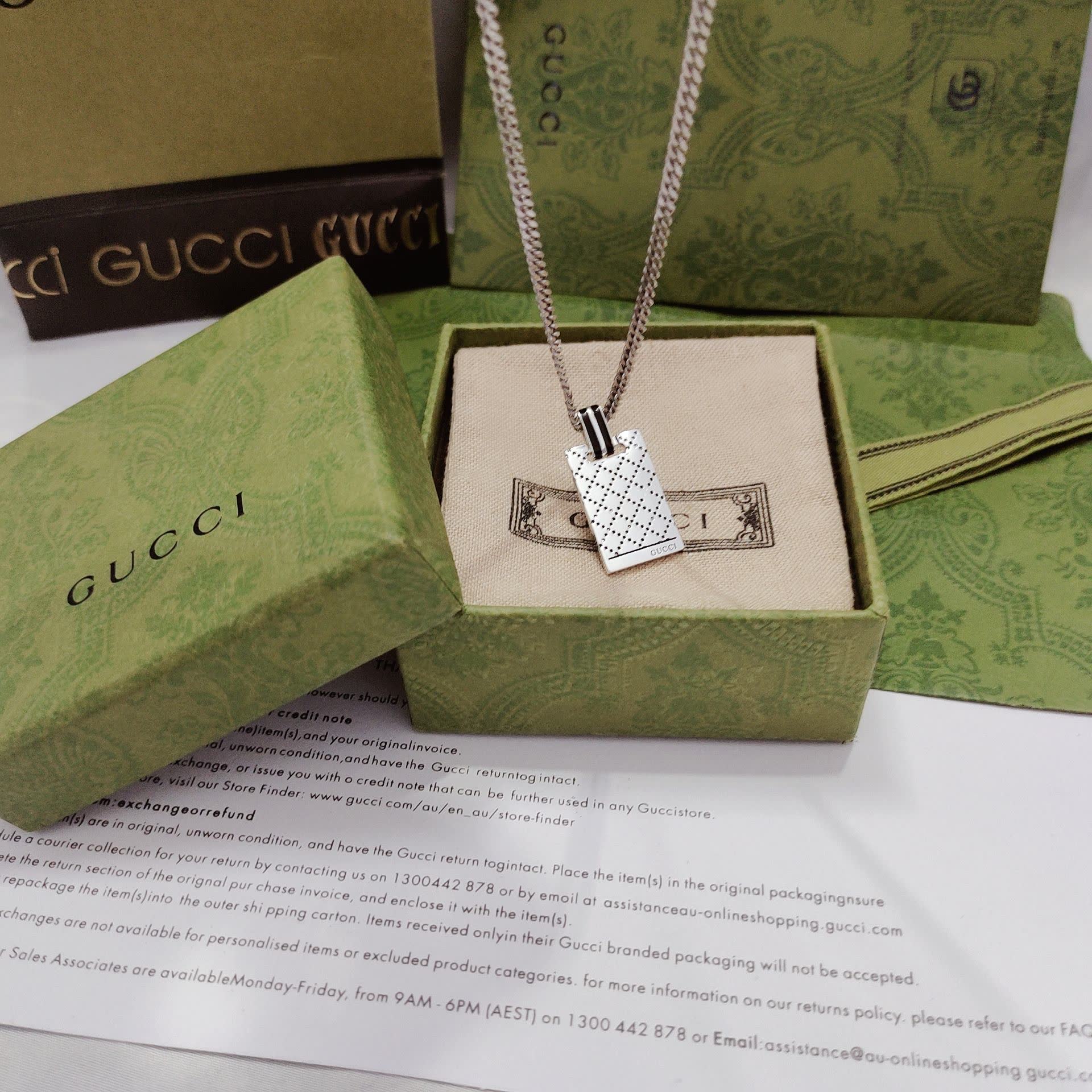 Gucci Silver Dog Tag Necklace