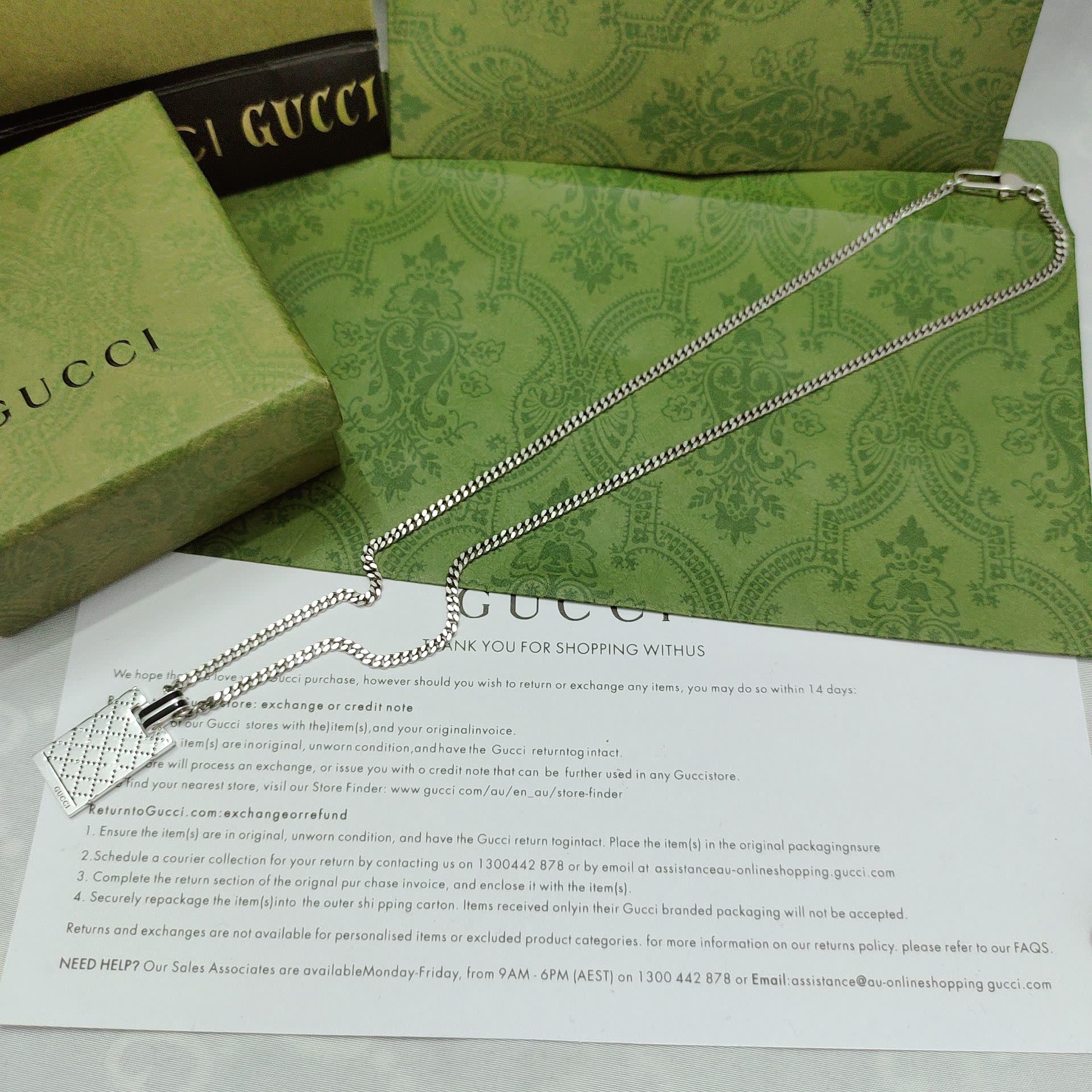 Gucci Silver Dog Tag Necklace
