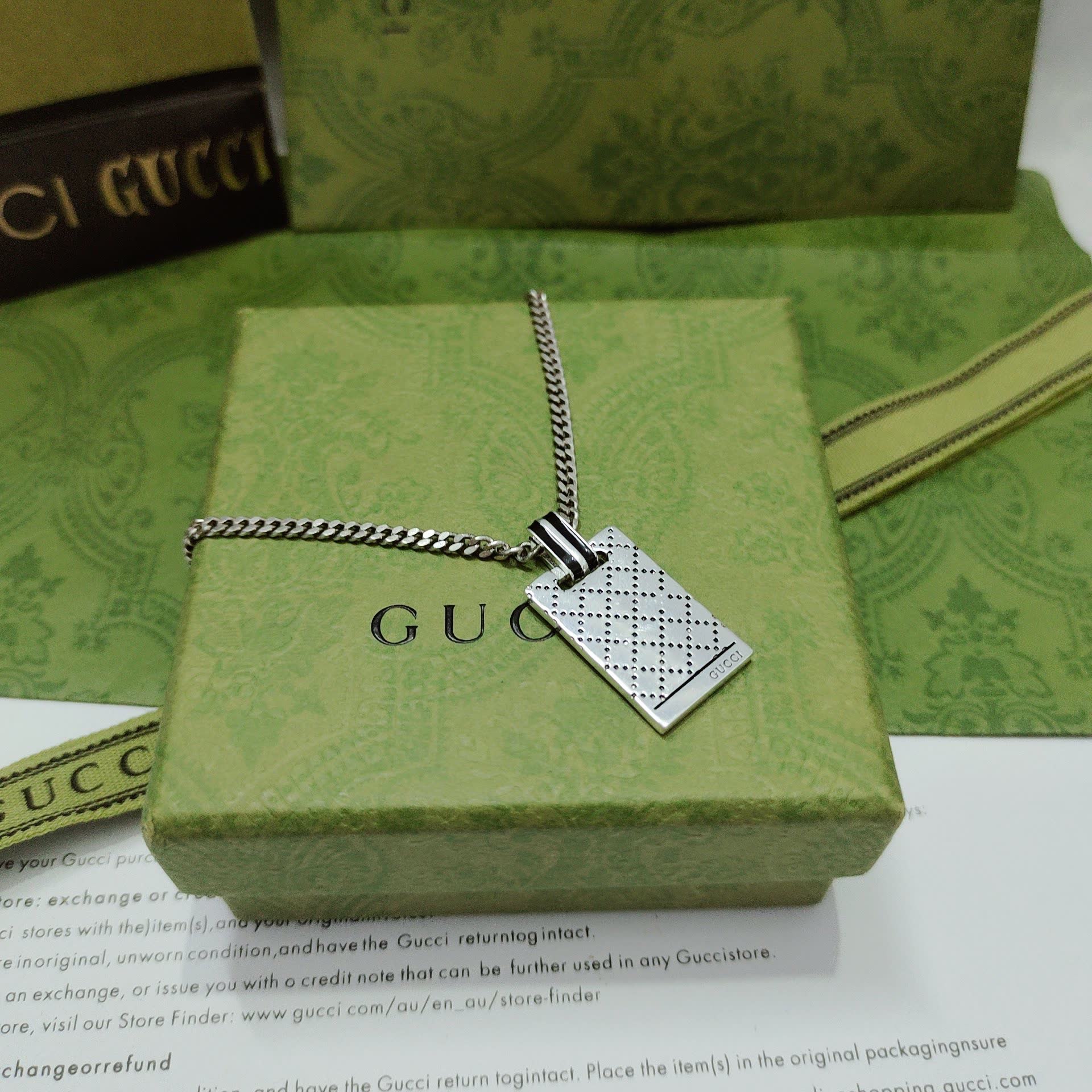 Gucci Silver Dog Tag Necklace