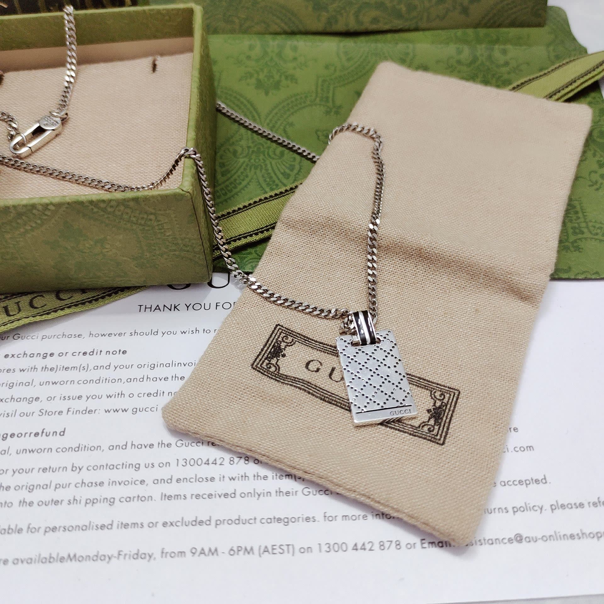 Gucci Silver Dog Tag Necklace